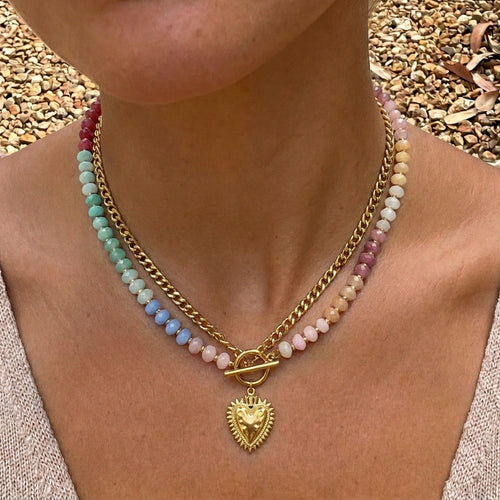 Pastel Kralen Hart Ketting