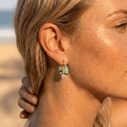Turquoise Kralen Parels Hoops