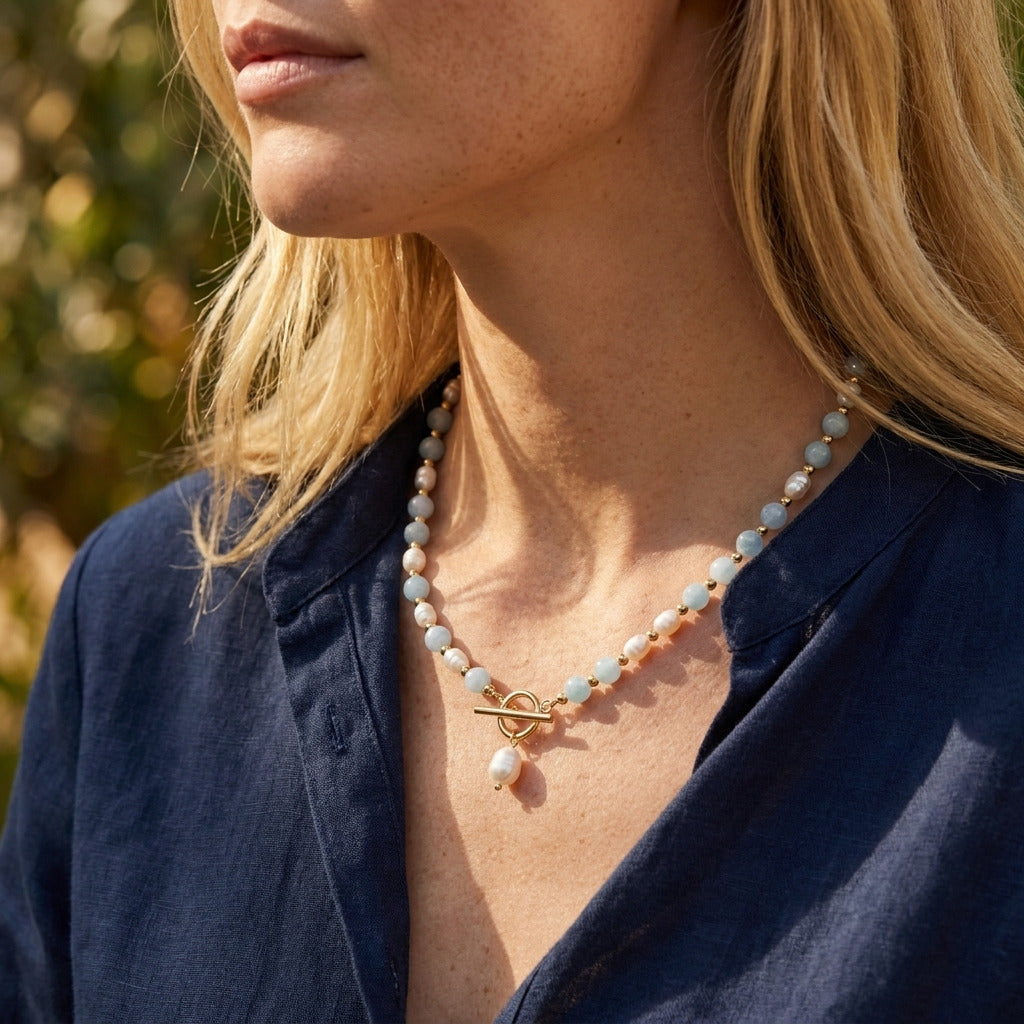 Kustblauwe Parelketting
