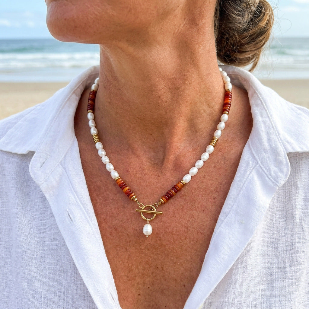 Ember Pearl Carneool Ketting