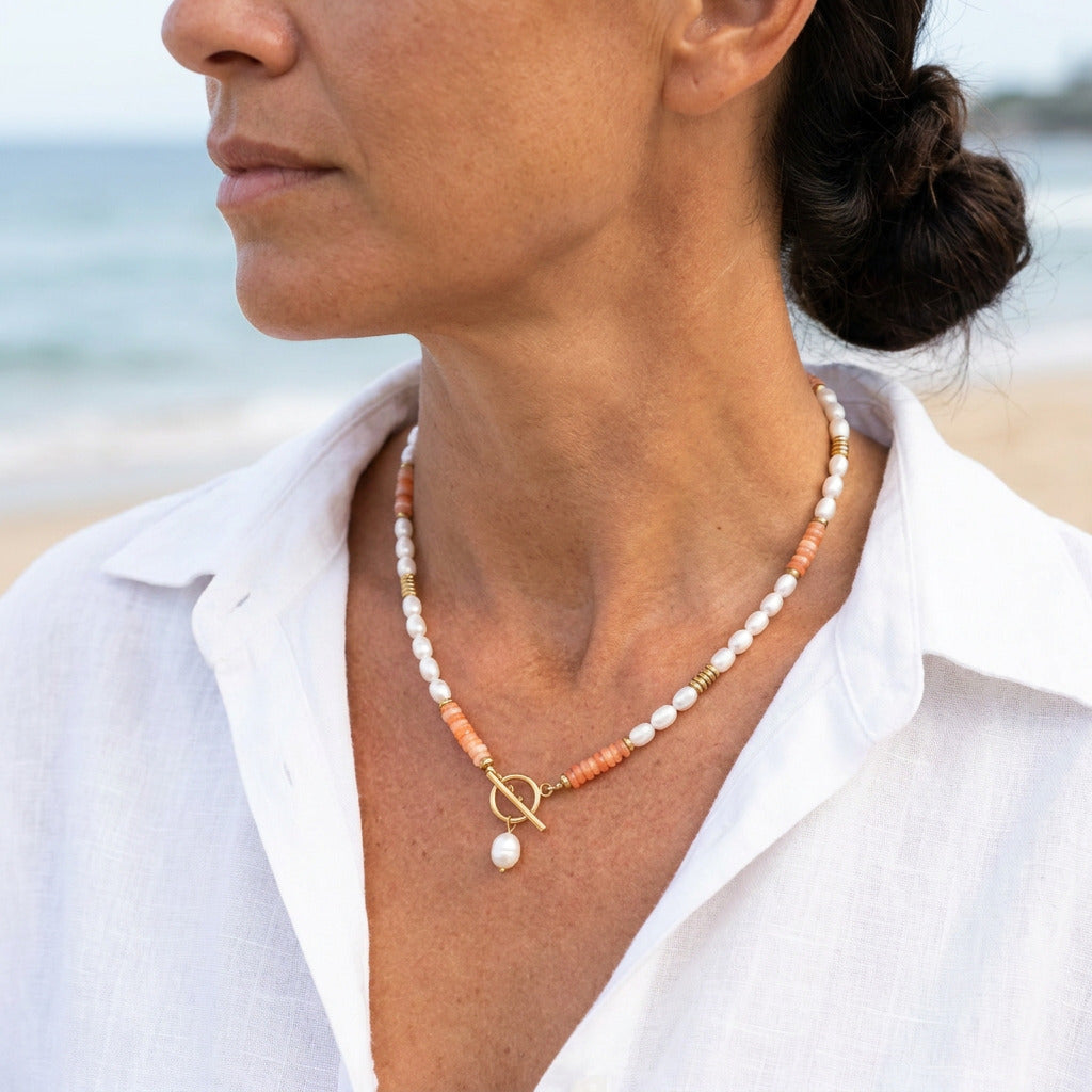 Zonsopgang Parels Carnelian Ketting