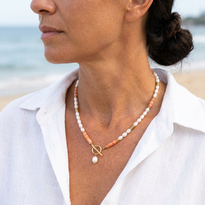 Zonsopgang Parels Carnelian Ketting