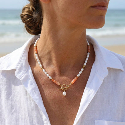 Zonsopgang Parels Carnelian Ketting