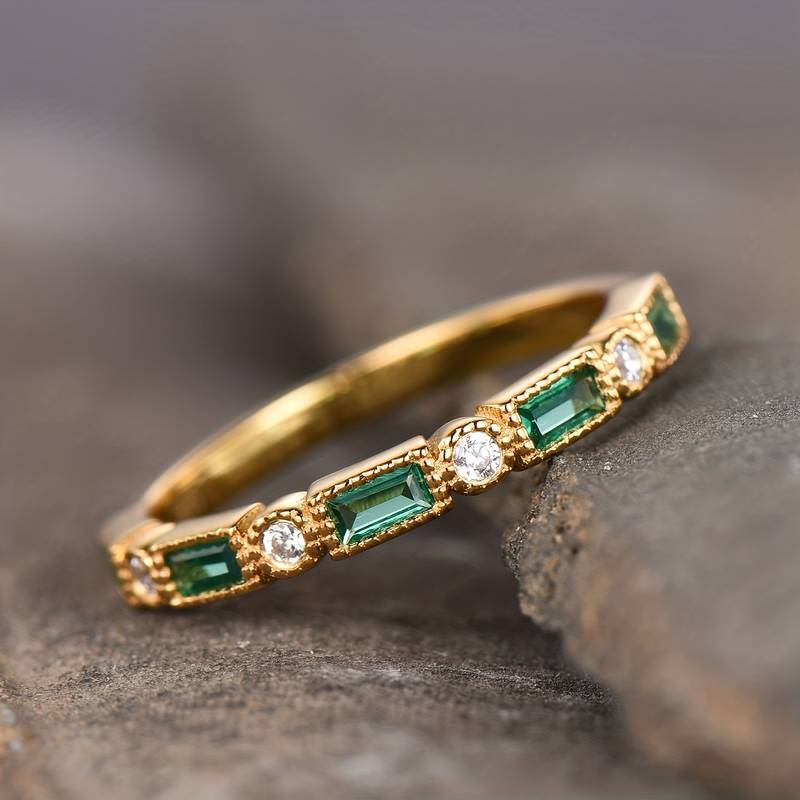Alex – Groene Inleg Zirkonia Gouden Ring
