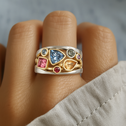 Vintage meerkleurige zirkonia ring