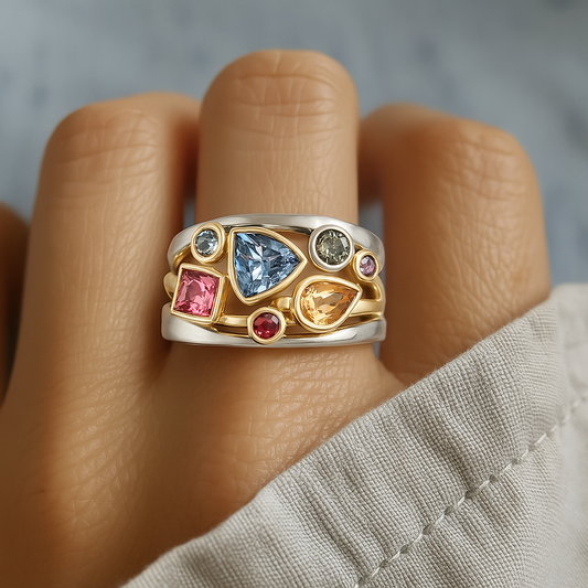 Vintage meerkleurige zirkonia ring