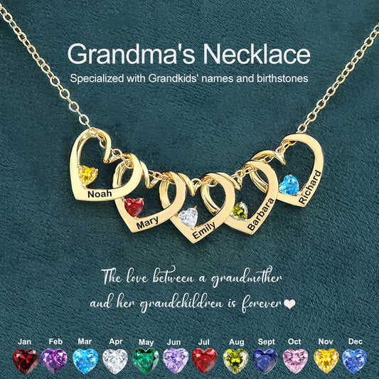 Gepersonaliseerde Hart Naam Geboortesteen Ketting