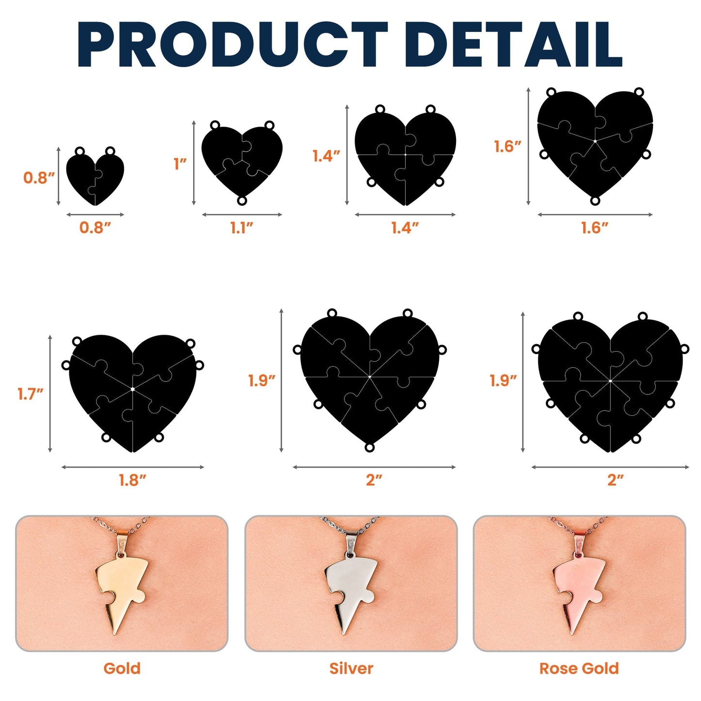 Gepersonaliseerde Hartvormige Puzzelketting