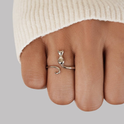 Nachtkat – Zilveren Ring