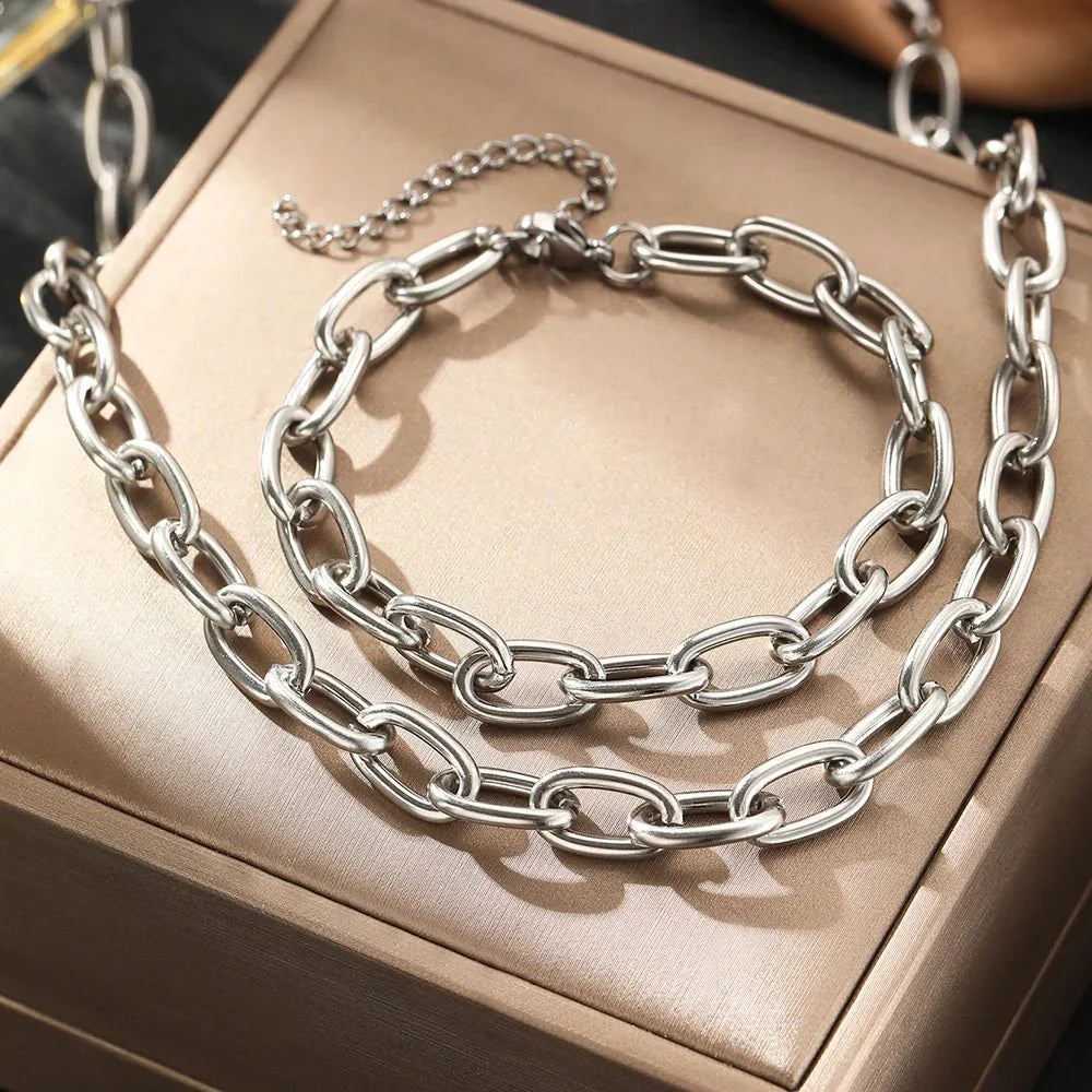 Set van Ketting en Armband met Eenvoudige Clip