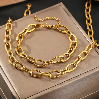 Set van Ketting en Armband met Eenvoudige Clip