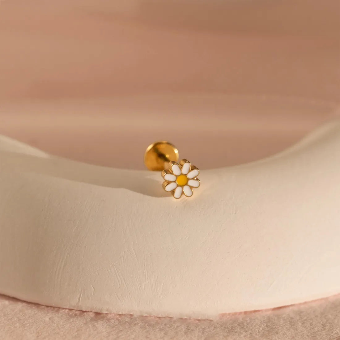 Titanium Daisy Bloemen Stud Oorbel