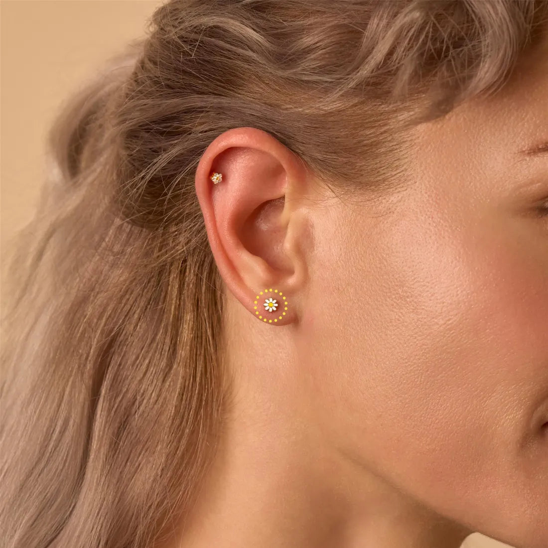 Titanium Daisy Bloemen Stud Oorbel