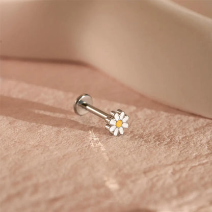 Titanium Daisy Bloemen Stud Oorbel